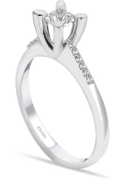 E Renk Toplam 0.37 Karat Pırlanta Kolu Taşlı Tektaş Yüzük fiyatları