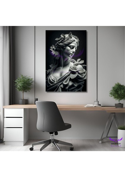 Tekli Dikey Kanvas Modern Salon Tablosu Mitolojik Antik Kadın Heykeli