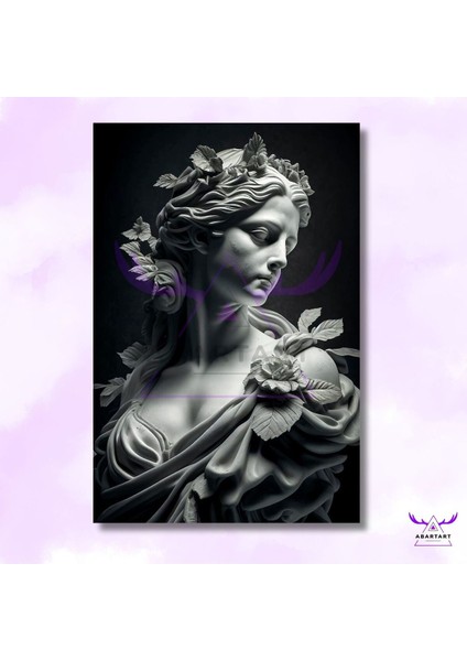 Tekli Dikey Kanvas Modern Salon Tablosu Mitolojik Antik Kadın Heykeli