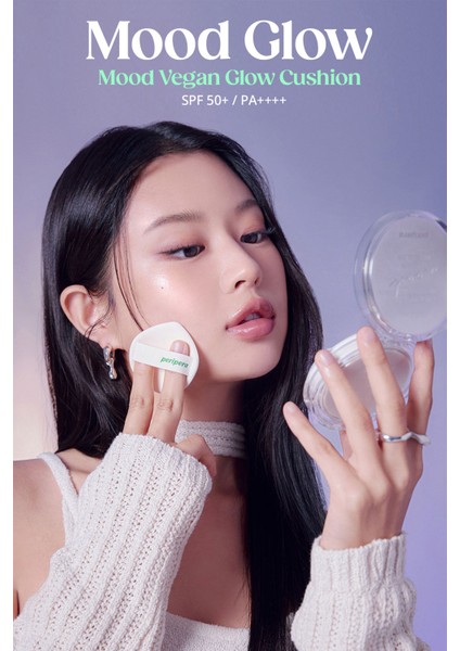 Doğal Işıltı Sağlayan Vegan Cushion PERIPERA Mood Vegan Glow Cushion SPF50+ PA++++ (1 Pure)