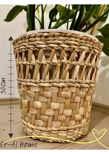 Hasır Saksı Sepet Modeli Çap 30 cm Büyük Boy
