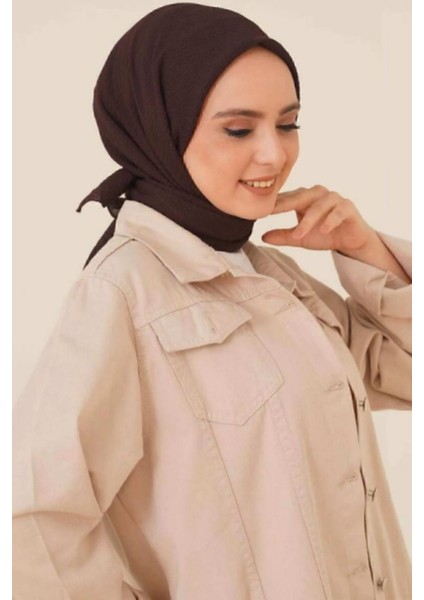 Kadın Tesettür Mio Caz Eşarp Hijab Kahverengi modelleri