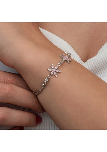Gümüş Pembe Lotus Çiçeği Kadın Bileklik CSR2185825 fırsatları