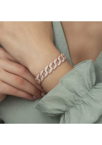 Gümüş Rose Taşlı Gurmet Kadın Bileklik CSR2183717