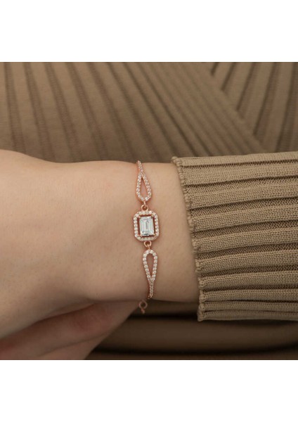 Gümüş Rose Dikdörtgen Baget Bileklik CSR2183294