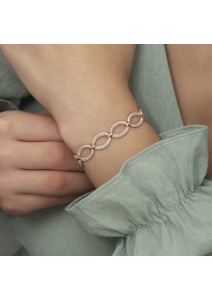 Gümüş Rose Oval Taşlı Kadın Bileklik CSR2183718