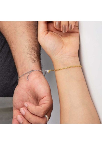 Gümüş Rodyum Gold Çift Kalpli Aşk Bileklik CSR2185535
