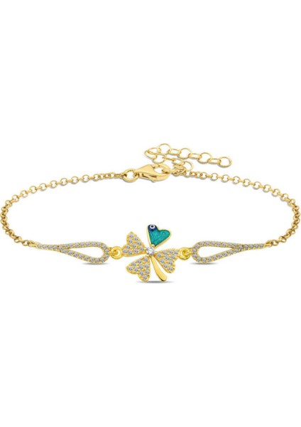 Gümüş Gold Nazarlı Yonca Bileklik CSR2185869