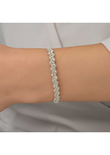 Gümüş Kazaziye Örgü Bileklik CSR2184656