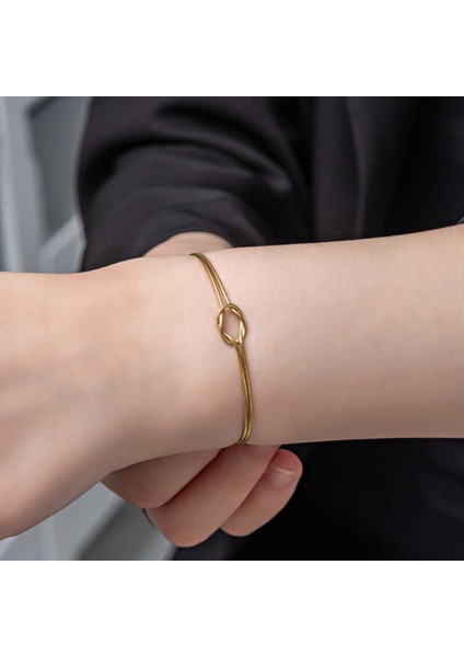 Gümüş Gold Aşk Düğüm Kadın Bileklik CSR2185199