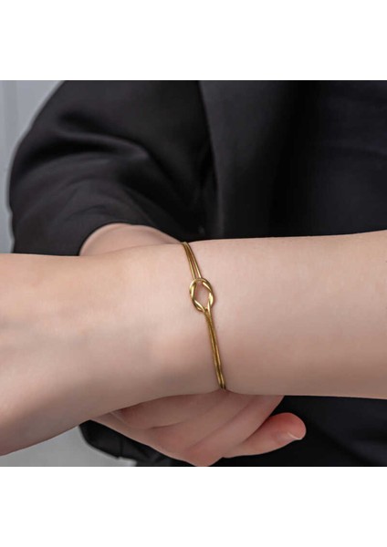 Gümüş Gold Aşk Düğüm Kadın Bileklik CSR2185199