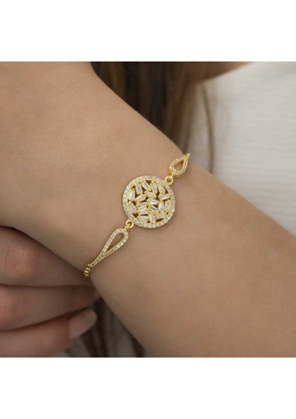 Gümüş Gold Baget Taşlı Bileklik CSR2183316