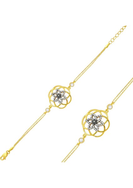 Gümüş Gold Sarı Yaşam Çiçeği Kadın Bileklik CSR2181579