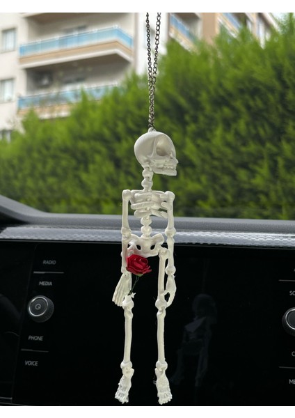 Beyaz Gül Iskelet Gun's N Roses Oto Araba Dikiz Ayna Süsü