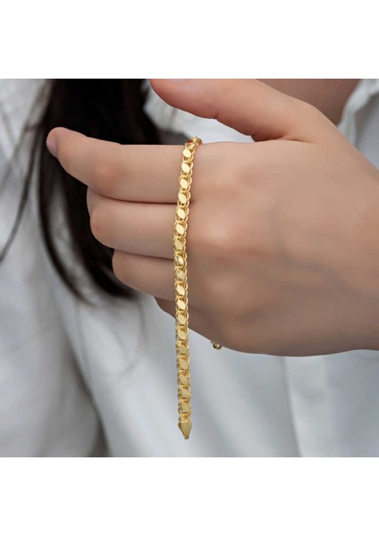Gümüş Gold Pullu Zincir Kadın Bileklik CSR2185322
