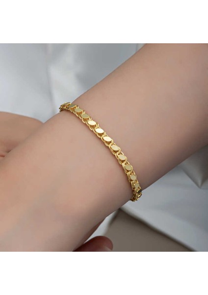 Gümüş Gold Pullu Zincir Kadın Bileklik CSR2185322 fırsatları