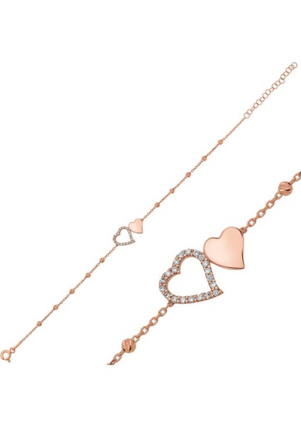 Gümüş Rose Dorissa Iki Kalp Kadın Bileklik CSR2181458 indirimleri