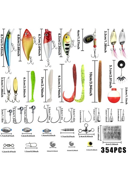 354 Parça Balık Olta Iğne Yem Seti Rapala Kurşun Iğne Silikon Kaşık Çantalı Komple Set modelleri