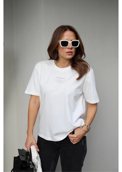 Beyaz Yazı Detay Oversize Tshirt fiyatları