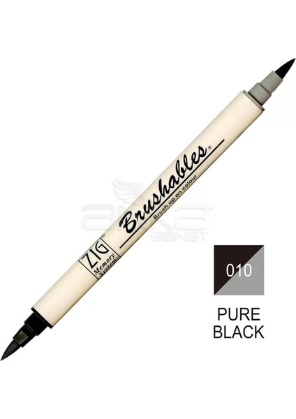 Brushables 2 Renk Tonu Fırça Uçlu Marker Kalem 010 Pure Black