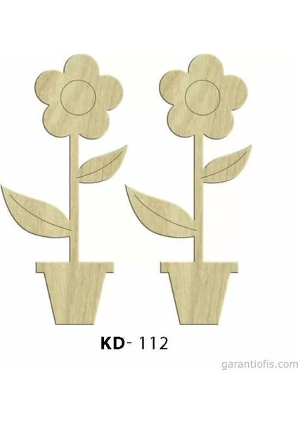 -Art Kd 112 - Çiçekli Saksı Figürlü Dekoratif Mini Ahşap Obje