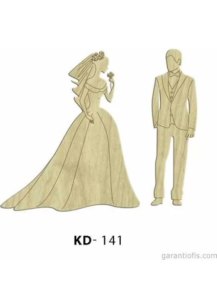 -Art Kd 141 - Gelin ve Damat Figürlü Mini Ahşap Obje