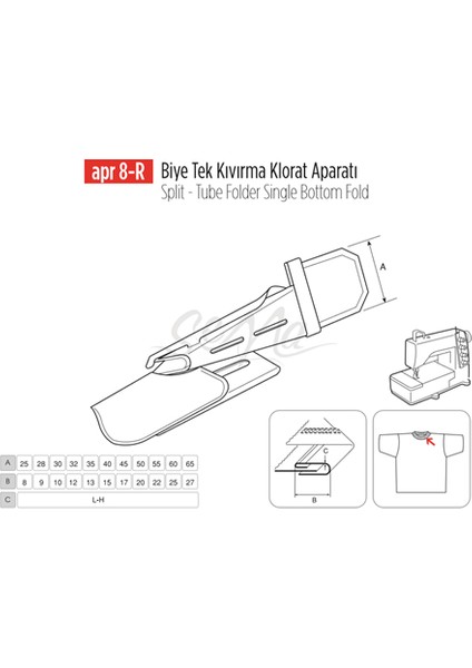 Biye Tek Kıvırma Klorat(Etek) Apara 60x25mm / Apr 8-R