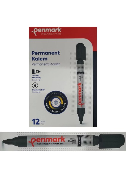 Permanent Marker Koli Kalemi Siyah Renk (12 Adet)