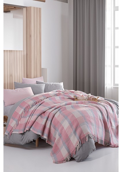 Battaniye Pamuklu Çift Kişilik Warm Soft Pudra