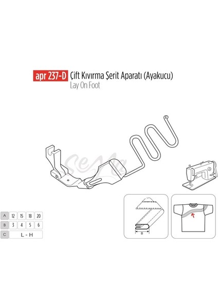 Çift Kıvırma Şerit Apara(Ayak Ucu)45x12mm/Apr 237-D