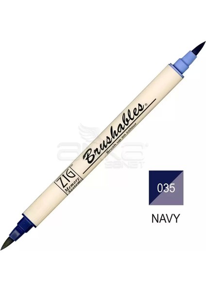 Brushables 2 Renk Tonu Fırça Uçlu Marker Kalem 035 Navy