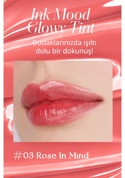 Kalıcı, Pigmentli, Parlak Bitişli Tint PERIPERA Ink Mood Glowy Tint 03 Rose in Mind