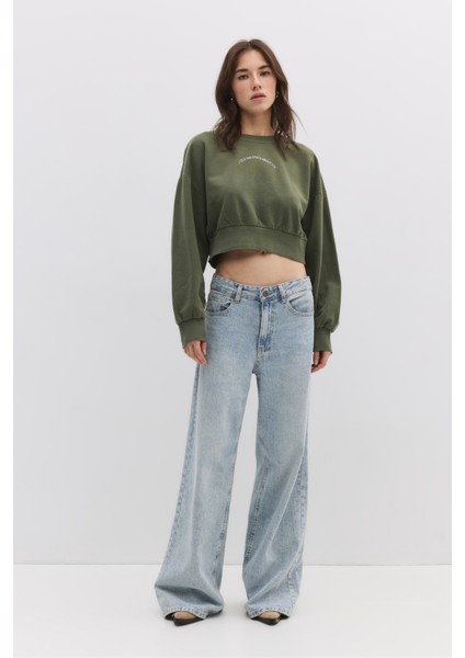 Baskılı Taş Işlemeli Sweatshirt