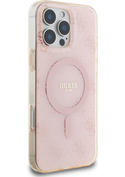 iPhone 16 Pro Kılıf Guess Lisanslı Magsafe Uyumlu Iml Baskılı Klasik Logolu 4g Desenli Kapak Pembe fiyatları