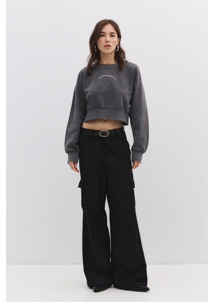 Baskılı Taş Işlemeli Sweatshirt