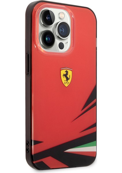 iPhone 14 Pro Max Kılıf Ferrari Sarı Italyan Bayrak Baskılı Dizayn Kapak Kırmızı
