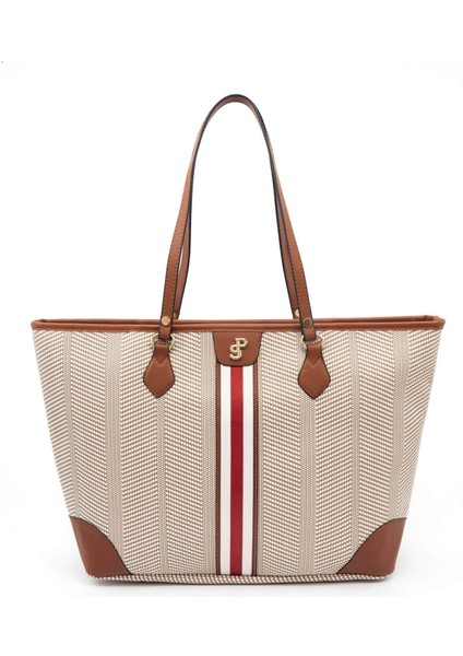Bej - Taba SP1169 Kadın Omuz Shopper Çanta