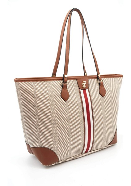 Bej - Taba SP1169 Kadın Omuz Shopper Çanta