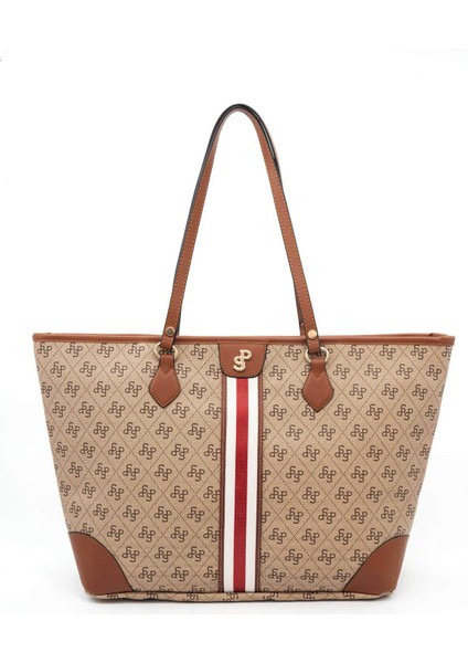 Koyu Bej - Taba SP1169 Kadın Omuz Shopper Çanta