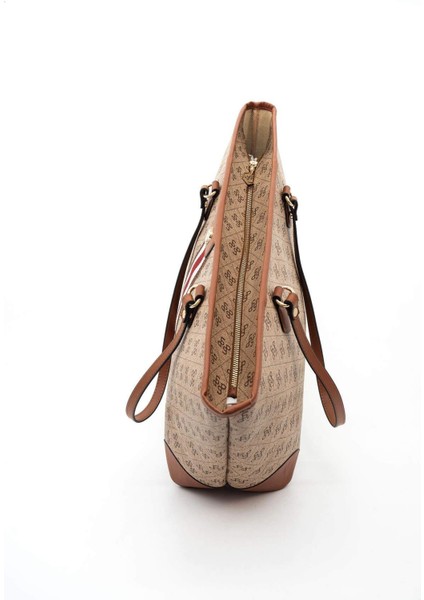 Koyu Bej - Taba SP1169 Kadın Omuz Shopper Çanta