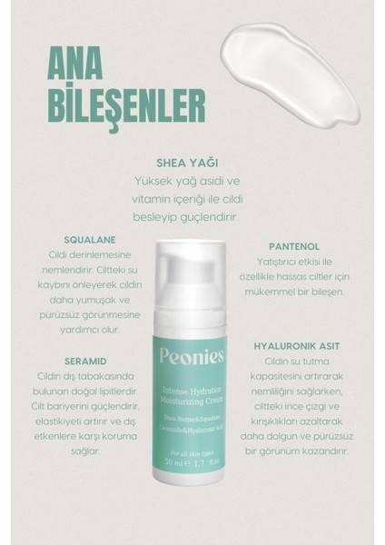 İntense Hydration Nemlendirici Krem | Seramid, Hyaluronik Asit Ve Shea Yağı | Kuru Ve Hassas Ciltler