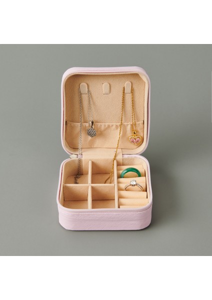 Fermuarlı Küçük Boy Takı Kutusu - Pembe