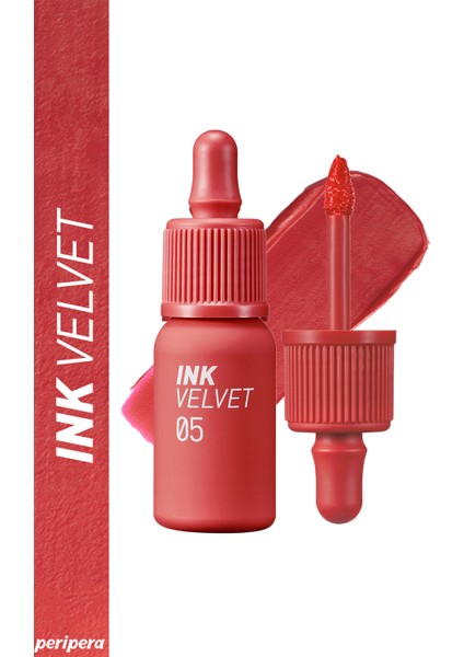 Yüksek Pigmentli, Kadife Görünümlü, Gün Boyu Kalıcı Tint PERIPERA Ink Velvet (5 Coralficial)