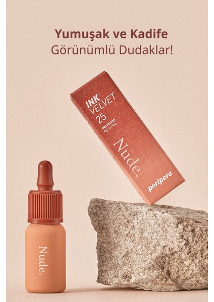 Yüksek Pigmentli, Kadife Görünümlü, Gün Boyu Kalıcı Tint PERIPERA Ink Velvet (25 Cinnamon Nude)