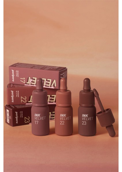 Yüksek Pigmentli, Kadife Görünümlü, Gün Boyu Kalıcı Tint PERIPERA Ink Velvet (23 Nutty Nude)