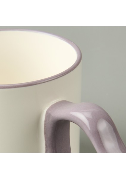 Kitchen Çiçek Desenli Kupa - Beyaz / Mor - 310 ml