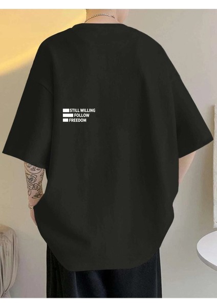 Still Willing Baskılı Oversize Erkek T-Shirt Salaş Boyfirend