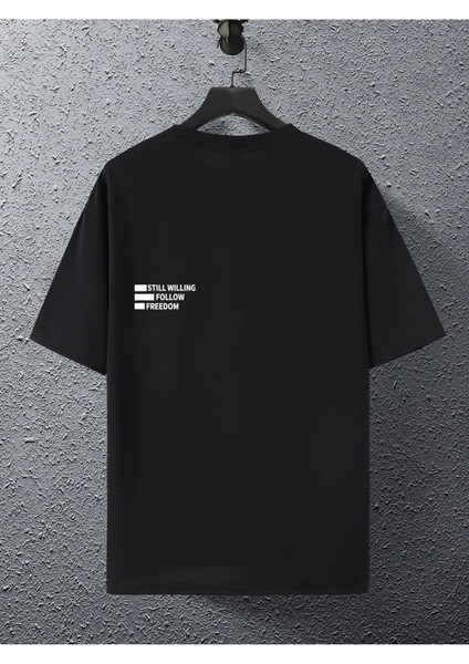 Still Willing Baskılı Oversize Erkek T-Shirt Salaş Boyfirend