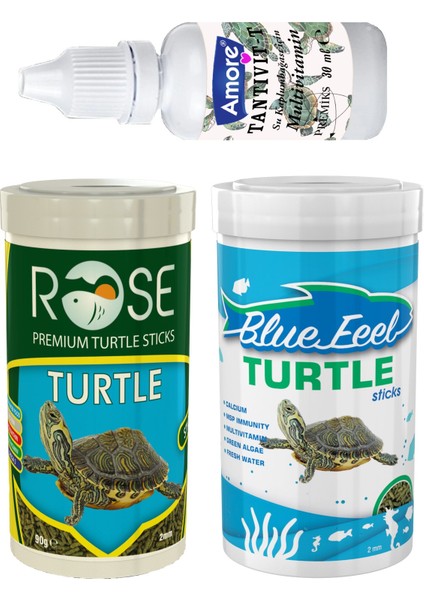 Kaplumbağa Yemi 100ml, Bluefeel 100ml Turtle Sticks Sürüngen Çubuk Yem, Vitamin Seti