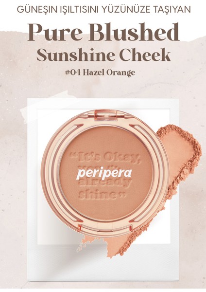 Pastel Tonlarda Sebum Dengeleyici Toz Allık PERIPERA Pure Blushed Sunshine Cheek (04 Hazel Orange) modelleri